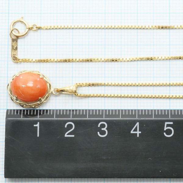 K18 18金 YG イエローゴールド ネックレス サンゴ 約41cm ジュエリー 中古 K18 18金 YG イエローゴールド ネックレス サンゴ 約41cm ジュエリー 中古