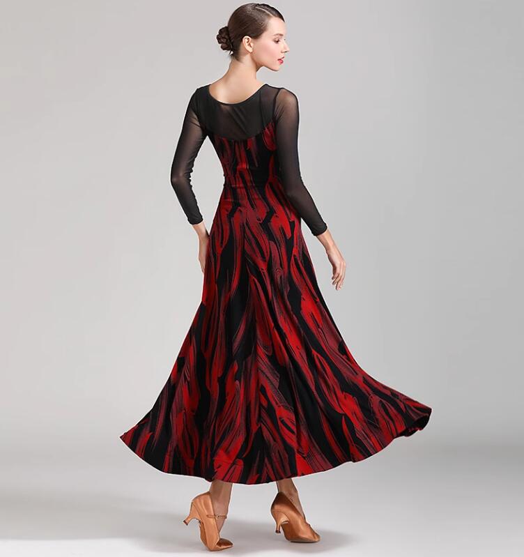 モダンダンス 社交ダンス 広がる 競技着 練習着 演出用 舞台 舞台 発表会 イベント 演奏会 ブラック レッド S M L XL XXL