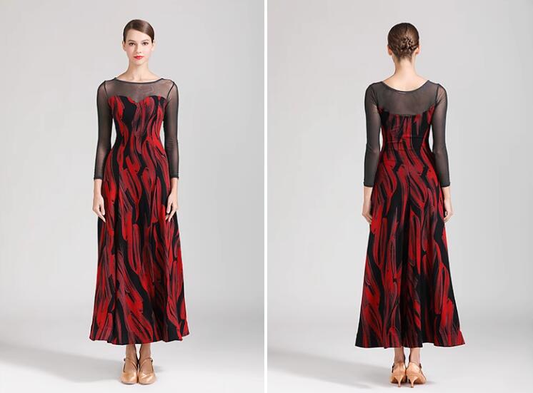 モダンダンス 社交ダンス 広がる 競技着 練習着 演出用 舞台 舞台 発表会 イベント 演奏会 ブラック レッド S M L XL XXL