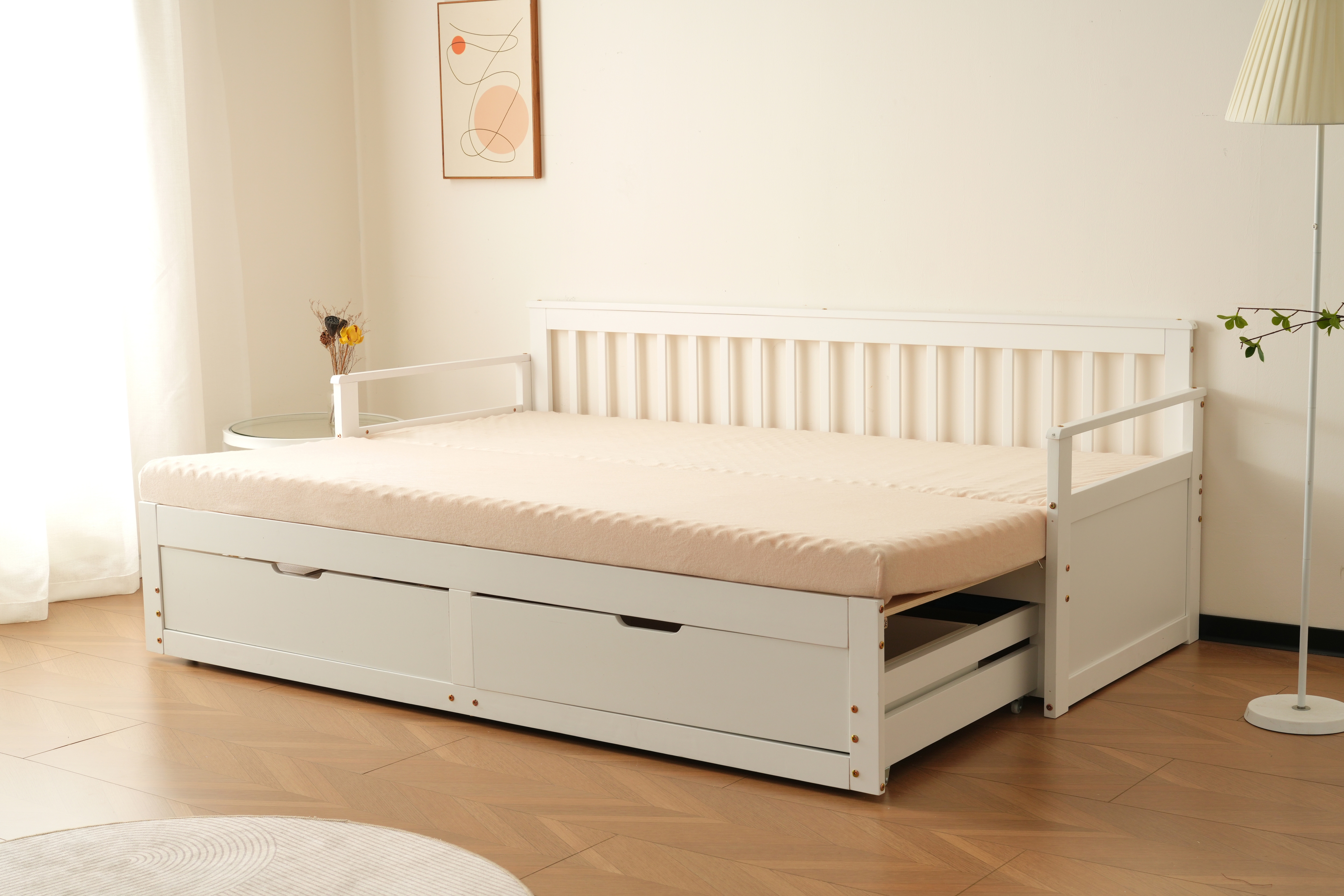 国内発送!ソファベッド ディベッド 伸長式ベッド 木製 引き出し付き 収納付き おしゃれ 2way 天然木 パイン材 すのこ仕様A66【ホワイト】 国内発送!ソファベッド ディベッド 伸長式ベッド 木製 引き出し付き 収納付き おしゃれ 2way 天然木 パイン材 すのこ仕様A66【ホワイト】