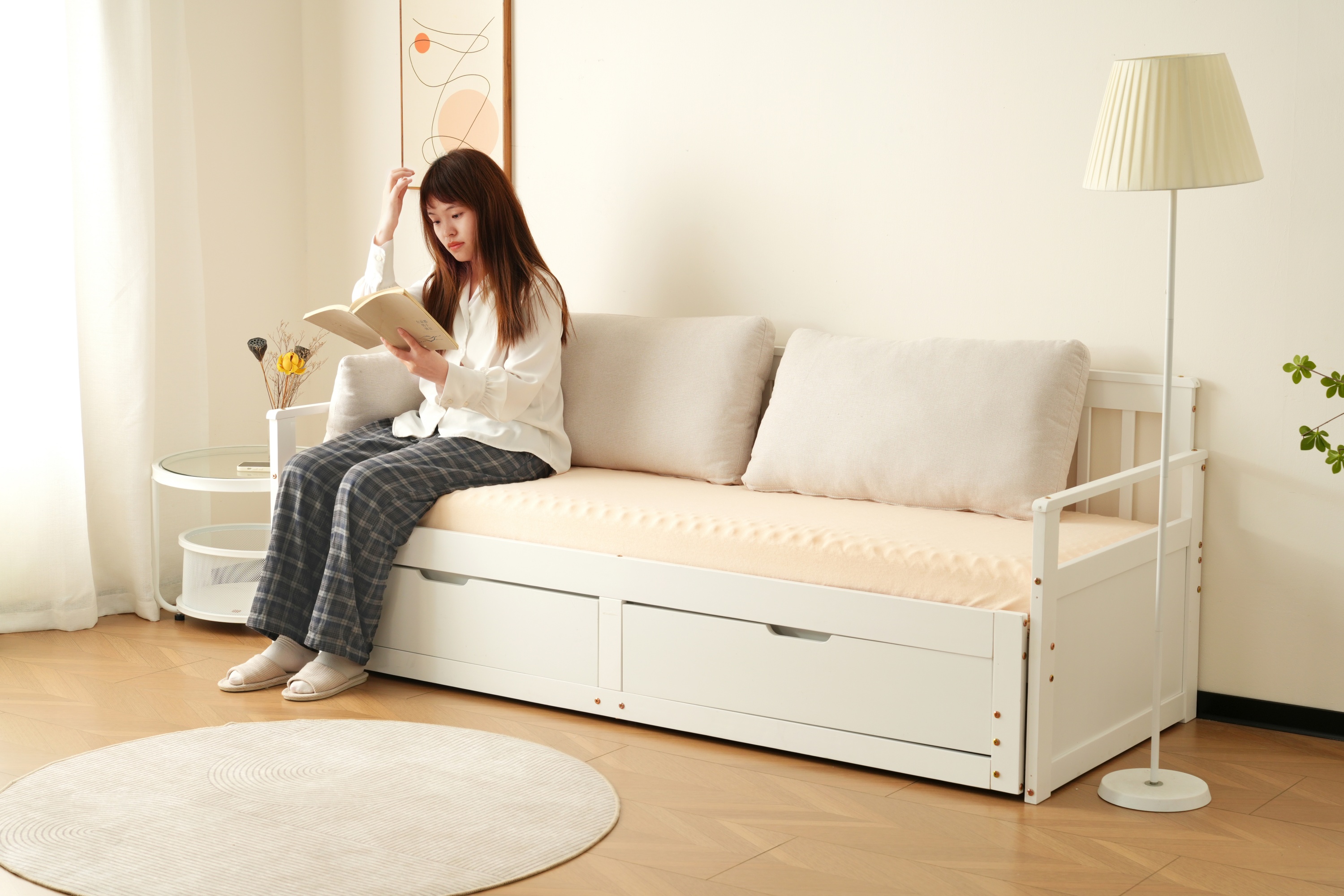 国内発送!ソファベッド ディベッド 伸長式ベッド 木製 引き出し付き 収納付き おしゃれ 2way 天然木 パイン材 すのこ仕様A66【ホワイト】 国内発送!ソファベッド ディベッド 伸長式ベッド 木製 引き出し付き 収納付き おしゃれ 2way 天然木 パイン材 すのこ仕様A66【ホワイト】