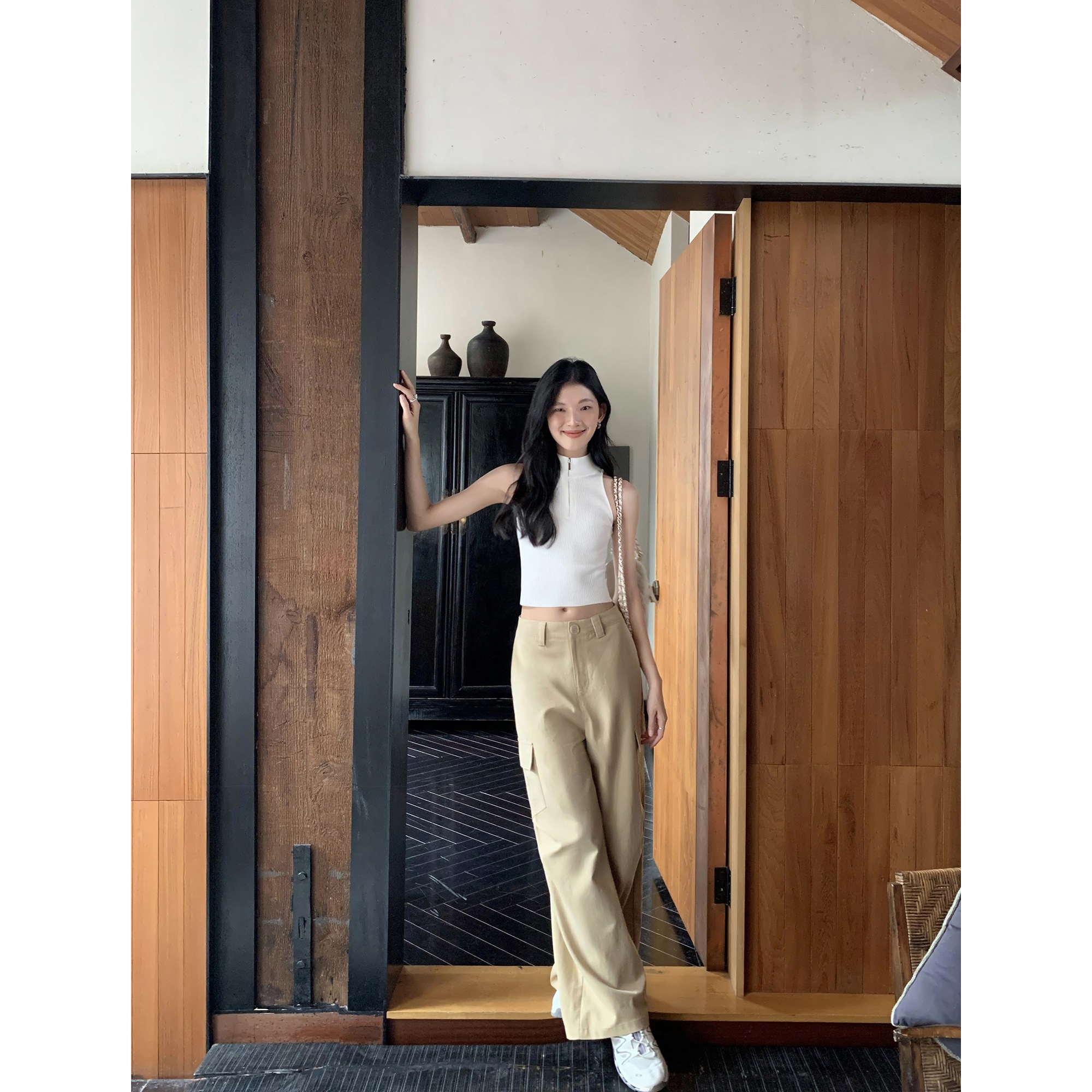 マルバンブラックカジュアルパンツレディーステンセルコットンルーズスリムモップパンツローライズパンツ マルバンブラックカジュアルパンツレディーステンセルコットンルーズスリムモップパンツローライズパンツ