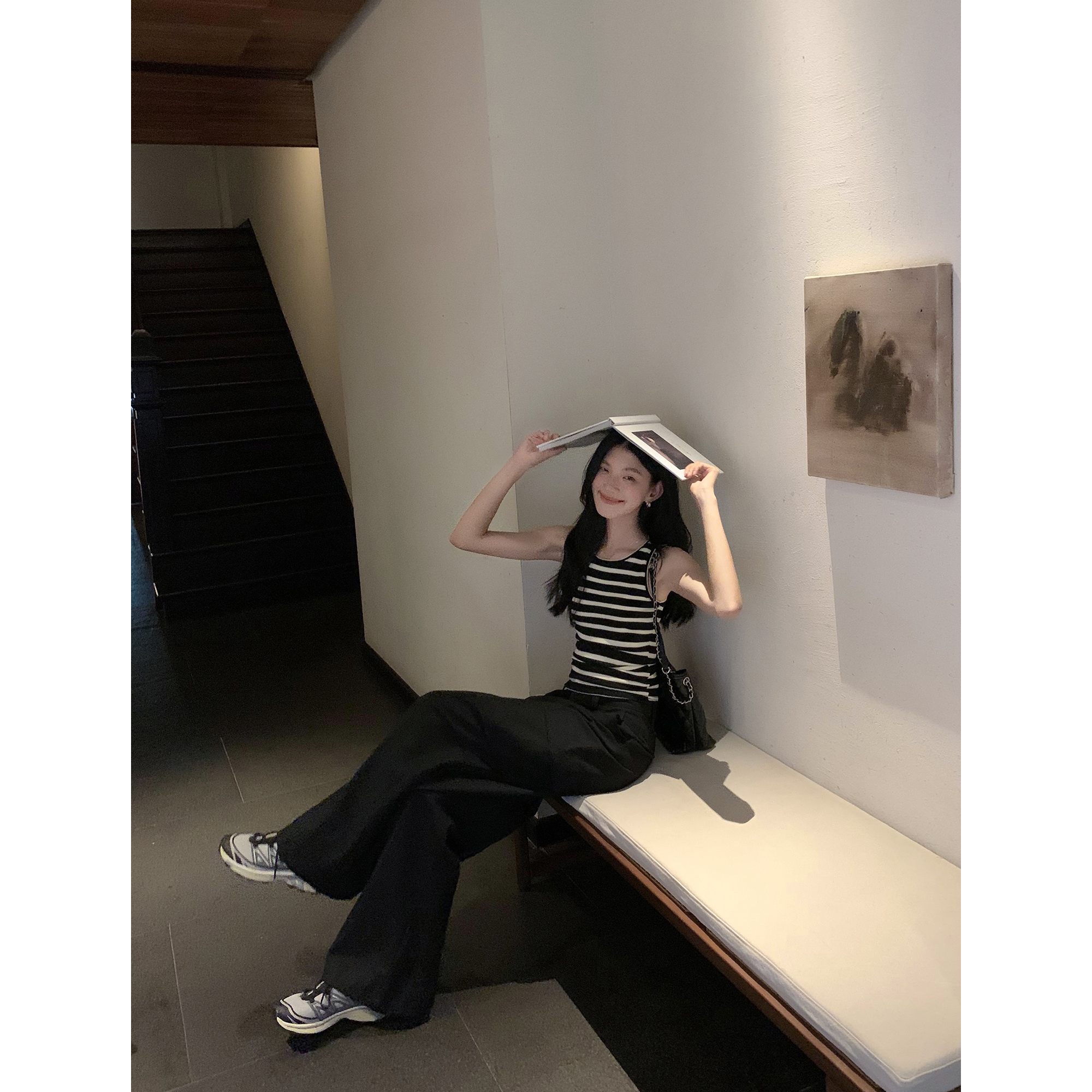 マルバンブラックカジュアルパンツレディーステンセルコットンルーズスリムモップパンツローライズパンツ マルバンブラックカジュアルパンツレディーステンセルコットンルーズスリムモップパンツローライズパンツ