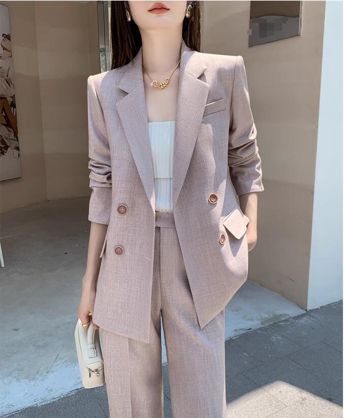 品質良い レディースビジネススーツ 通勤 OL 結婚式 ２点セット 「ロング丈コート+ガウチョパンツ」パンツスーツ ダブルスーツ 制服 フォーマル 着痩せ リクルートスーツ カジュアル 司会 宴会 女