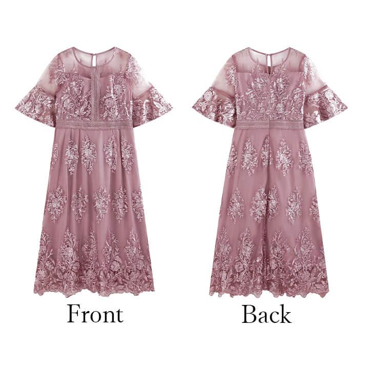 パーティードレス 結婚式 ワンピース ドレス 20代 30代 パーティドレス ロング レース 二次会 ロングドレス シフォン 刺繍 40代 50代 yj188590