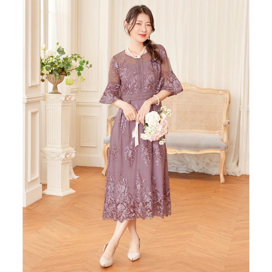 パーティードレス 結婚式 ワンピース ドレス 20代 30代 パーティドレス ロング レース 二次会 ロングドレス シフォン 刺繍 40代 50代 yj188590