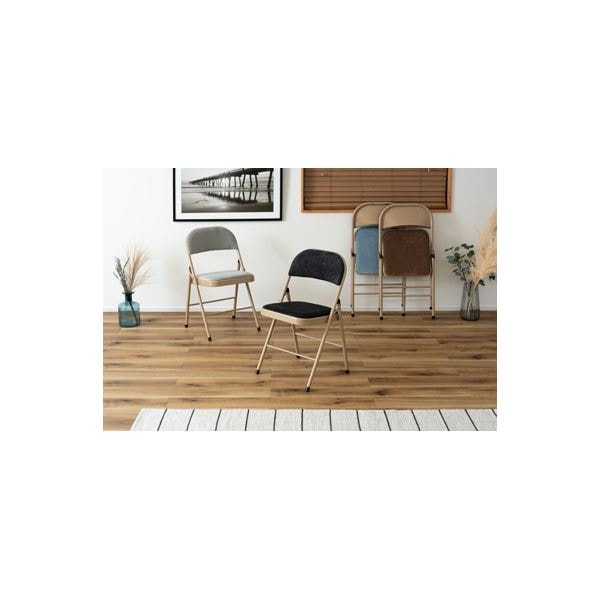 折りたたみ椅子 幅47x奥行45x高さ79x座面高48cm 4脚セット ベージュ スチール 完成品