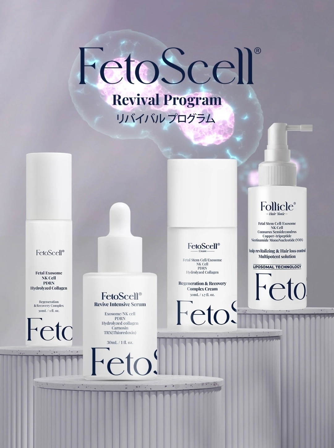【4点セット】フェトセル セラム30ml +ゲル30ml+クリーム50ml+ヘアトニック50ml　塗るエクソソーム／保湿／PDRN／シワ／ニキビ／鎮静／幹細胞／脱毛／頭皮／毛穴
