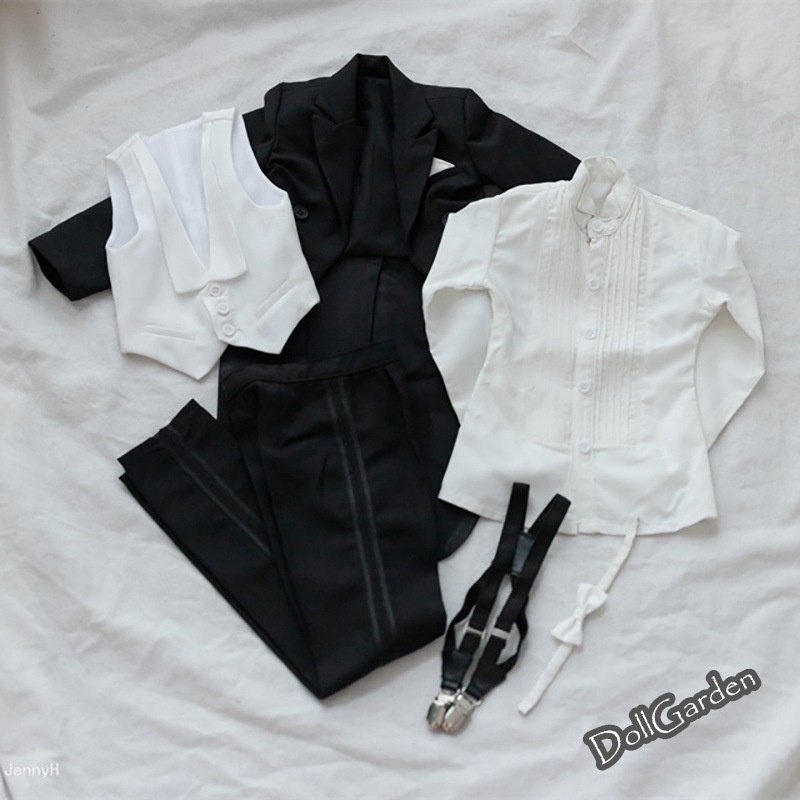 BJD ドール服 燕尾服 スーツセット 6点 シャツ コート ズボン ベスト ベルト ネクタイ POPO68/SD17サイズ球体関節人形用衣装セット ドールウェア BJD ドール服 燕尾服 スーツセット 6点 シャツ コート ズボン ベスト ベルト ネクタイ POPO68/SD17サイズ球体関節人形用衣装セット ドールウェア