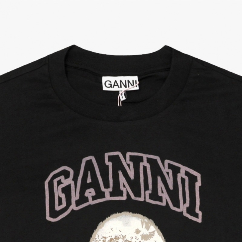 GANNI T4239 252 プードルロゴプリントベビーフィットレディース半袖Tシャツ