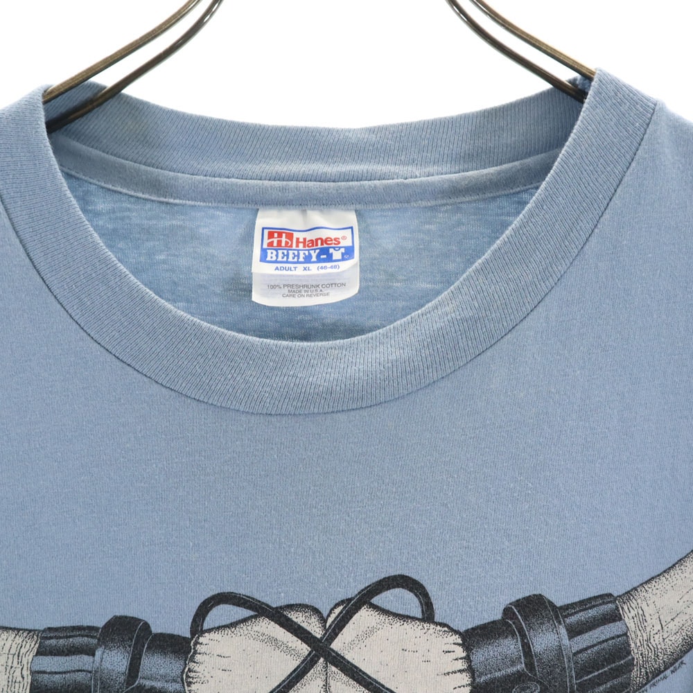 90s USA製 オールド プリント 半袖 Tシャツ XL ブルー系 メンズ 90s USA製 オールド プリント 半袖 Tシャツ XL ブルー系 メンズ