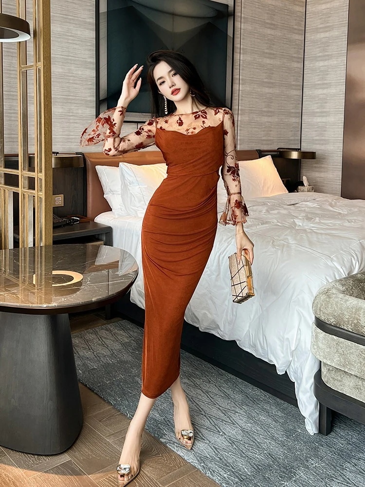 【JY.上品】 春冬 レトロ チュール レース ロングワンピース タイト フリル パーティードレス キャバ 着痩せ 大人 同窓会 披露宴 卒業式 結婚式 演奏会 ウェディング 【JY.上品】 春冬 レトロ チュール レース ロングワンピース タイト フリル パーティードレス キャバ 着痩せ 大人 同窓会 披露宴 卒業式 結婚式 演奏会 ウェディング