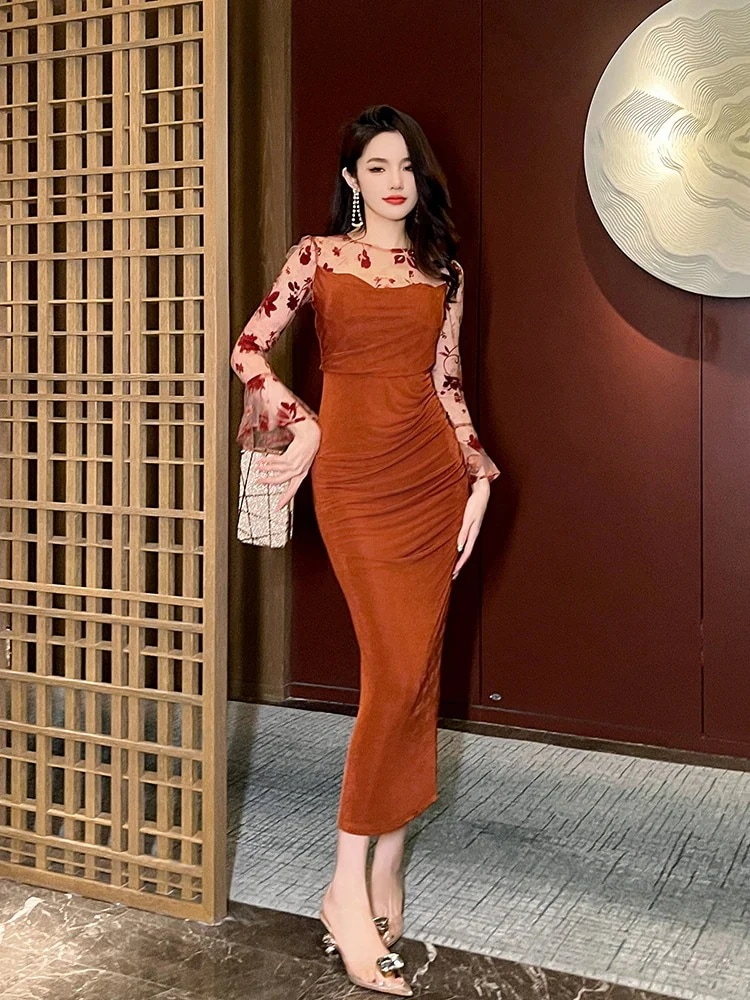 【JY.上品】 春冬 レトロ チュール レース ロングワンピース タイト フリル パーティードレス キャバ 着痩せ 大人 同窓会 披露宴 卒業式 結婚式 演奏会 ウェディング 【JY.上品】 春冬 レトロ チュール レース ロングワンピース タイト フリル パーティードレス キャバ 着痩せ 大人 同窓会 披露宴 卒業式 結婚式 演奏会 ウェディング