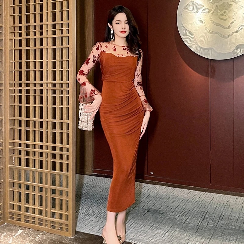 【JY.上品】 春冬 レトロ チュール レース ロングワンピース タイト フリル パーティードレス キャバ 着痩せ 大人 同窓会 披露宴 卒業式 結婚式 演奏会 ウェディング 【JY.上品】 春冬 レトロ チュール レース ロングワンピース タイト フリル パーティードレス キャバ 着痩せ 大人 同窓会 披露宴 卒業式 結婚式 演奏会 ウェディング