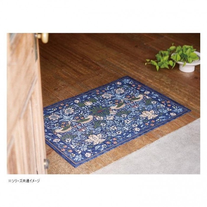 川島織物セルコン Morris Design Studio イチゴドロボウ マット 約45×75cm FH1709A B ブルー