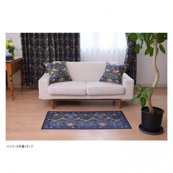 川島織物セルコン Morris Design Studio イチゴドロボウ マット 約45×75cm FH1709A B ブルー