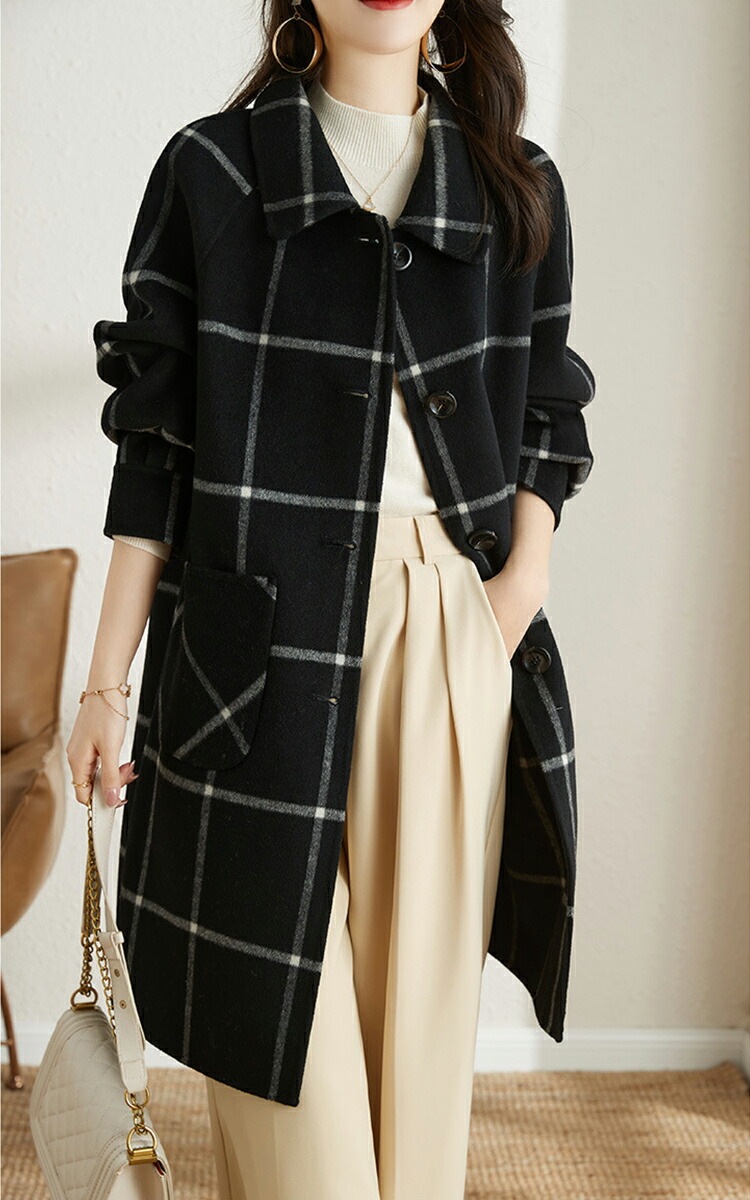 チェック柄 コート チェスターコート レディース 冬 ロングコート チェスター コート アウター 羽織 ロング ロング丈 厚手 防寒 暖かい ポケット付き 大きいサイズ 上品 シンプル無地 送料無料