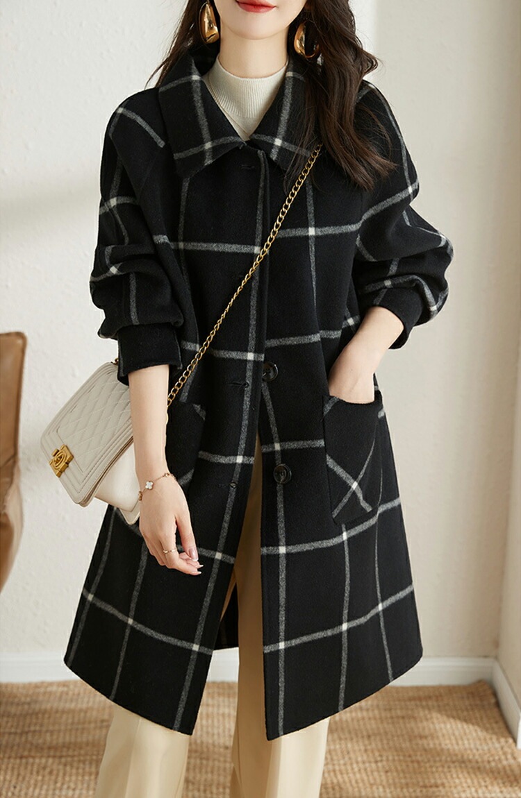 チェック柄 コート チェスターコート レディース 冬 ロングコート チェスター コート アウター 羽織 ロング ロング丈 厚手 防寒 暖かい ポケット付き 大きいサイズ 上品 シンプル無地 送料無料