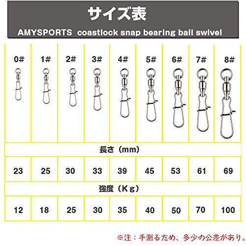 Amysports 100 正規品 高強度 ステンレス スイベル 耐腐食 釣り道具 ボール スナップ 海釣り ルアー