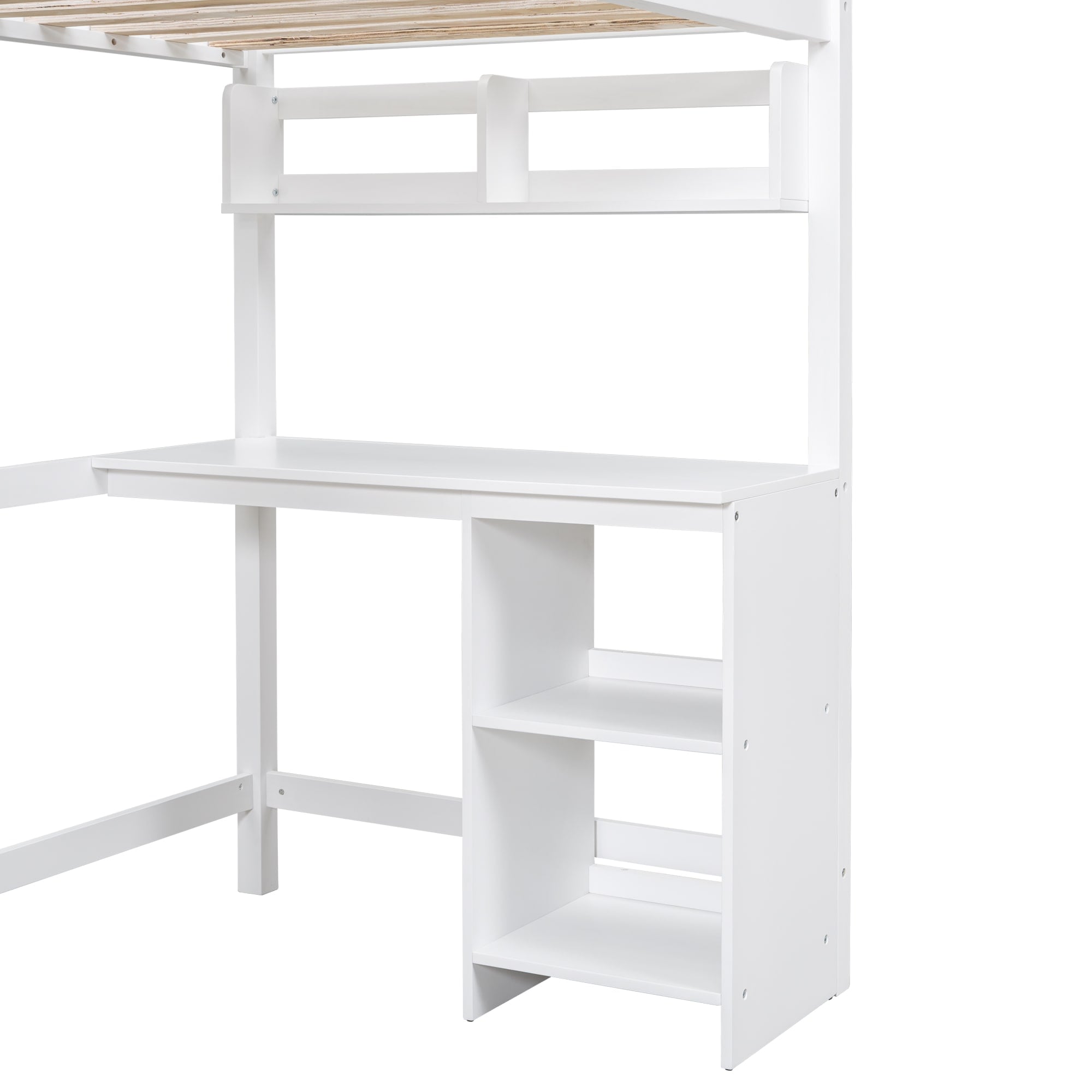 （9/6土〜7日にお届けできます）白天然木デスク付ロフトベッド 9/6土〜7日にお届けできます）白天然木デスク付