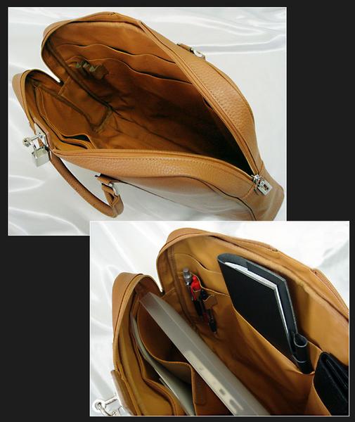 MOMOエンボス加工牛床革ビジネスバッグ　AN-85CAM　南京錠付ブリーフケース