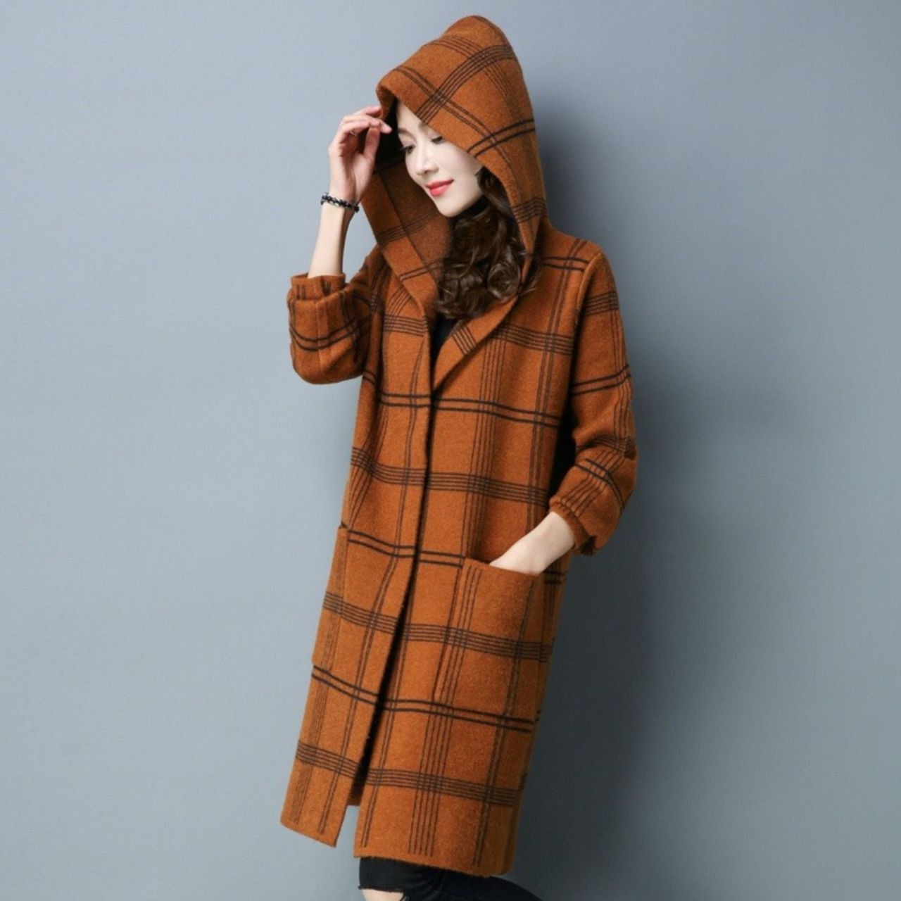 ロングコート ウール... : レディース服 チェック アウター 大得価通販