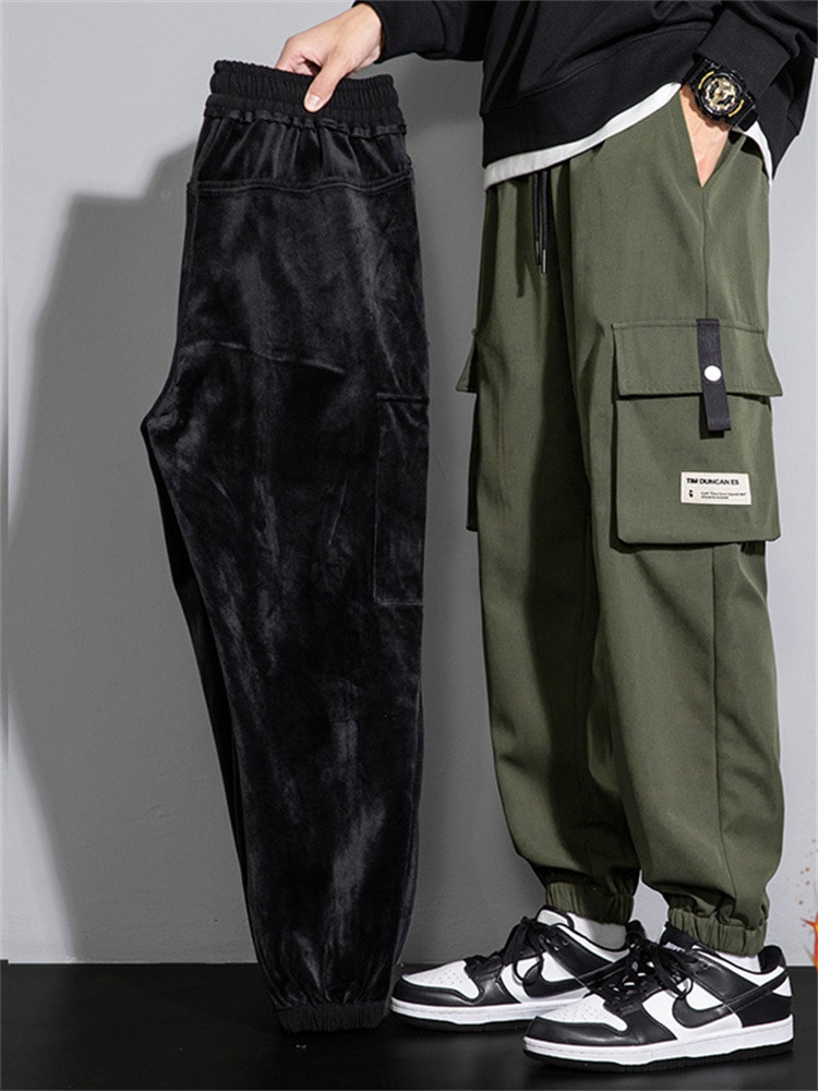 肉厚大きいサイズメンズワークパンツメンズルーズレッグスウェットパンツトレンドカジュアルロングパンツ