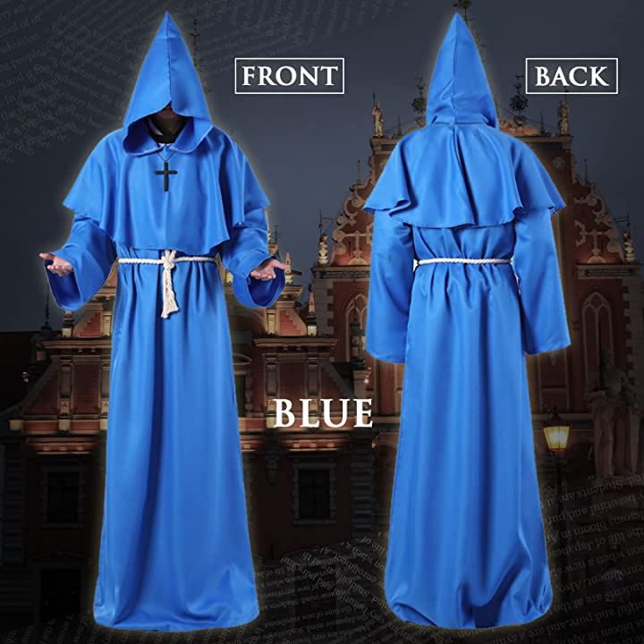 中世 修道士 コスプレ ハロウィン 僧侶 仮装 ローブ フード ＆ 白ひげ