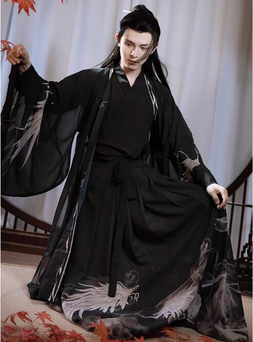 黒系水墨華流コスプレ衣装 メンズ 漢服 チャイナ服 中華服 プリント 華服 チャイナ風ハロウィン 仮装 中国古代 時代劇 コスチューム チャイナドレス ユニセックス羽織 ブラウス スカート3点セット 黒系水墨華流コスプレ衣装 メンズ 漢服 チャイナ服 中華服 プリント 華服 チャイナ風ハロウィン 仮装 中国古代 時代劇 コスチューム チャイナドレス ユニセックス羽織 ブラウス スカート3点セット