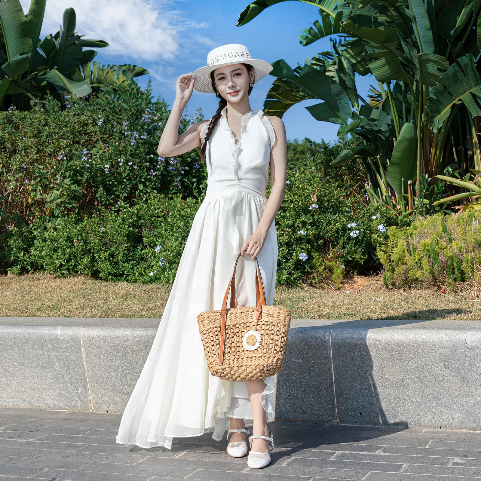 [boshiho] かごバッグ トート型 レディース：軽量 大容量 夏バッグ 浴衣/花火大会/デート/ビーチ 森ガール系 誕生日ギフト推奨