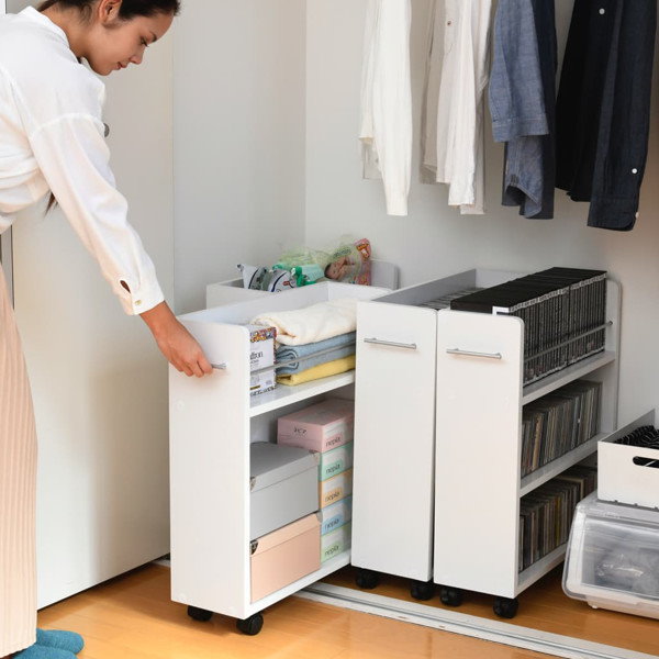 楽天市場】【最大1万円ｸｰﾎﾟﾝ2/4-10】 クローゼット 収納 ラック 本棚 4個セット 幅19 奥行58 キャスター付き ワゴン 整理 隙間 家具  押入れ 収納 リビング 大容量 棚 スライド 収納庫 SGT-0128SET : LOOKIT オフィス家具 インテリア
