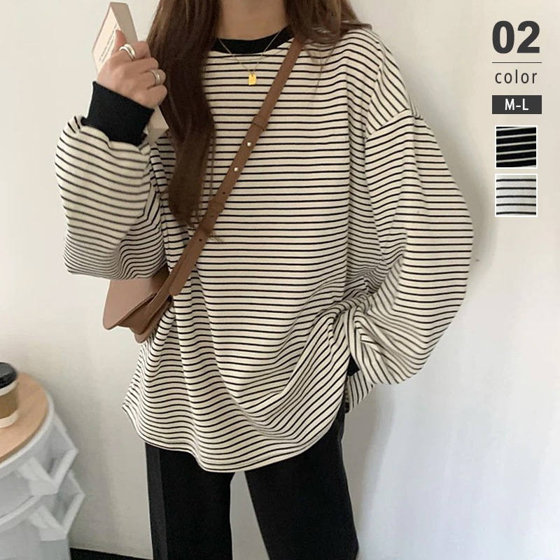 ボーダー カットソー ロンt トップス レディース 長袖 ボーダーt