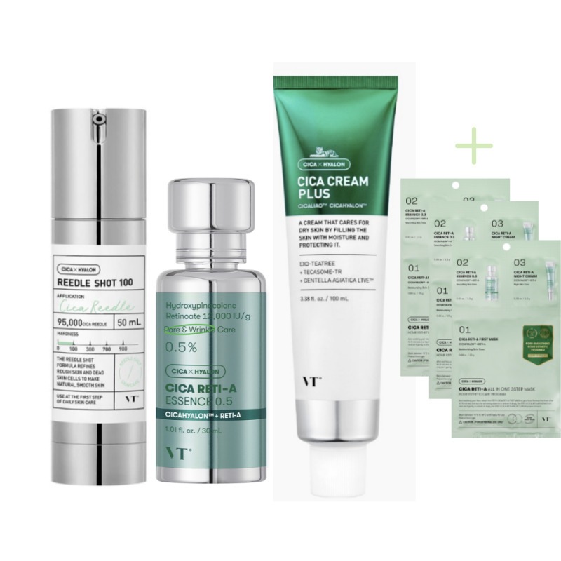シカRETI-A 3ステップマスクパック3枚＋リドルショット100+シカ クリーム プラス(100ml)+シカレティ-エー エッセンス 0.5