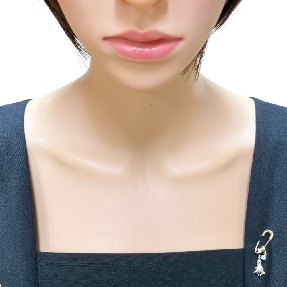 ミキモト ブローチ 18金 K18イエローゴールド アコヤパール MIKIMOTO 中古 美品