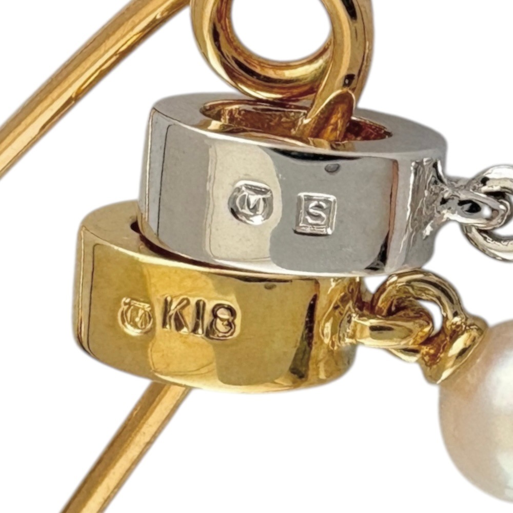 ミキモト ブローチ 18金 K18イエローゴールド アコヤパール MIKIMOTO 中古 美品
