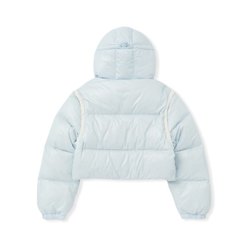 NERDY 公式正規品 womans デタッチャブルスリーブ グロッシー ダウンジャケット Sky Blue 韓国ファッション NERDY 公式正規品 womans デタッチャブルスリーブ グロッシー ダウンジャケット Sky Blue 韓国ファッション