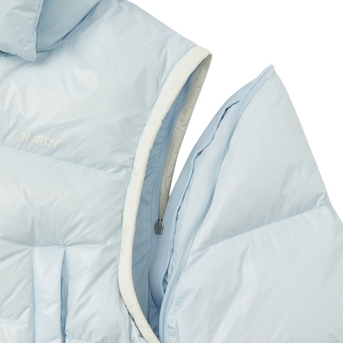 NERDY 公式正規品 womans デタッチャブルスリーブ グロッシー ダウンジャケット Sky Blue 韓国ファッション NERDY 公式正規品 womans デタッチャブルスリーブ グロッシー ダウンジャケット Sky Blue 韓国ファッション