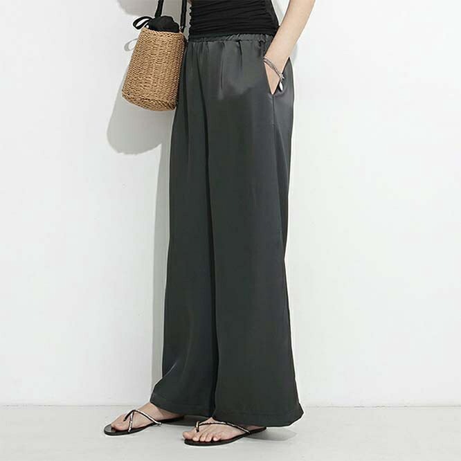 パンツ レディース ロング ワイド 秋 新作韓国風 着痩せ おしゃれ ボトムス