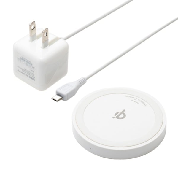 （まとめ）MCO ワイヤレス充電アダプタセット 5W ホワイト IWUA-01／WH(×2セット)