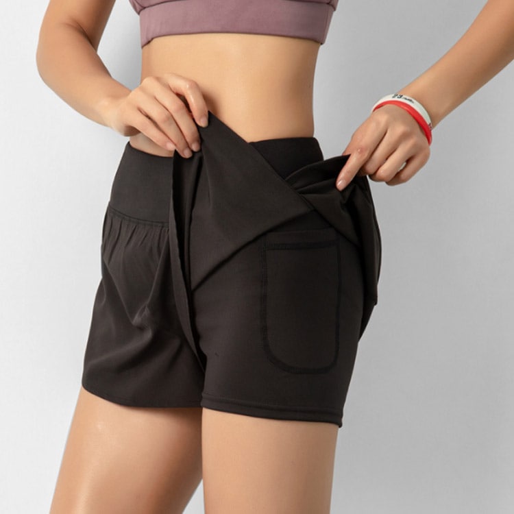 【20点セット】【送料無料】ハイウエスト スポーツウェア 短パン ショートパンツ レディース 吸汗 速乾 アウトドア ランニング テニス ゴルフ インナーパンツ付き ヨガ 運動 イージーパンツ トレー