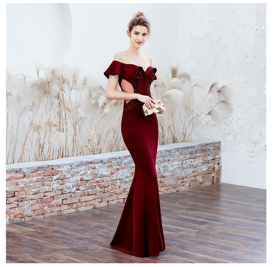 マーメイドドレス ロングドレス カラードレス 演奏会 Long dress オフショルダー 上品 セクシー ウエディングドレス 結婚式 二次会 舞台用 披露宴 演奏会 発表会 ピアノ 大きいサイズ イ