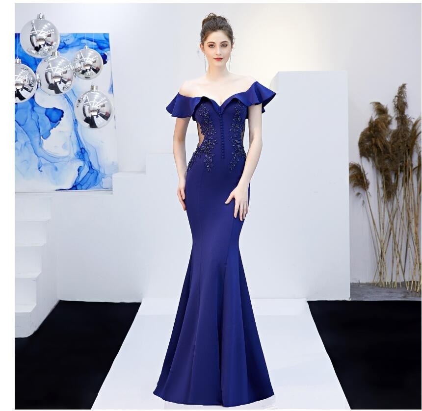 マーメイドドレス ロングドレス カラードレス 演奏会 Long dress オフショルダー 上品 セクシー ウエディングドレス 結婚式 二次会 舞台用 披露宴 演奏会 発表会 ピアノ 大きいサイズ イ