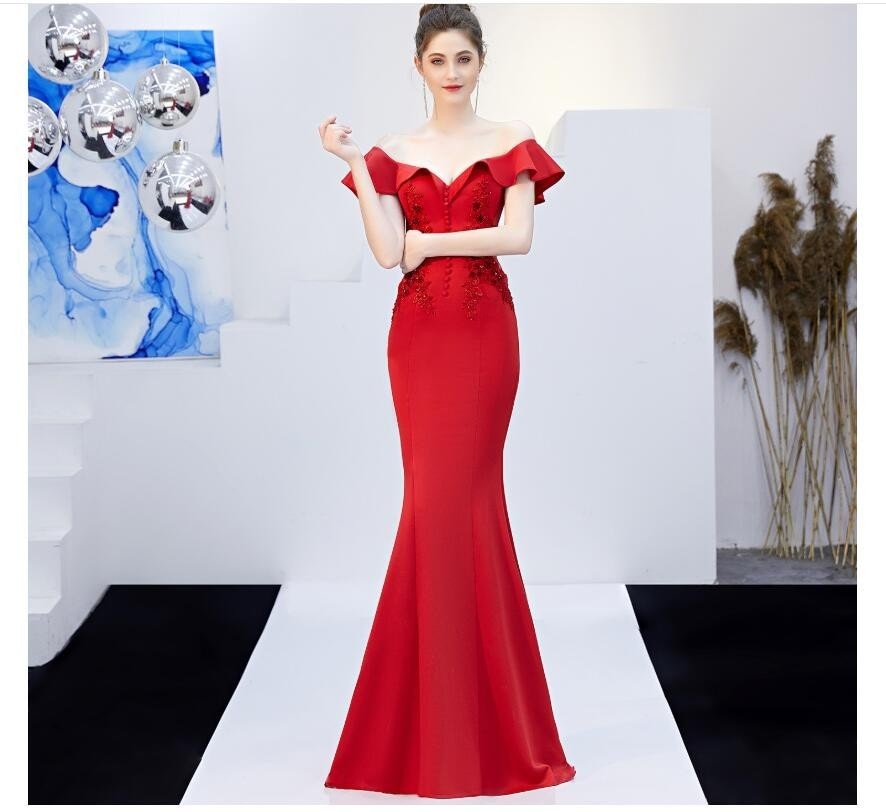 マーメイドドレス ロングドレス カラードレス 演奏会 Long dress オフショルダー 上品 セクシー ウエディングドレス 結婚式 二次会 舞台用 披露宴 演奏会 発表会 ピアノ 大きいサイズ イ