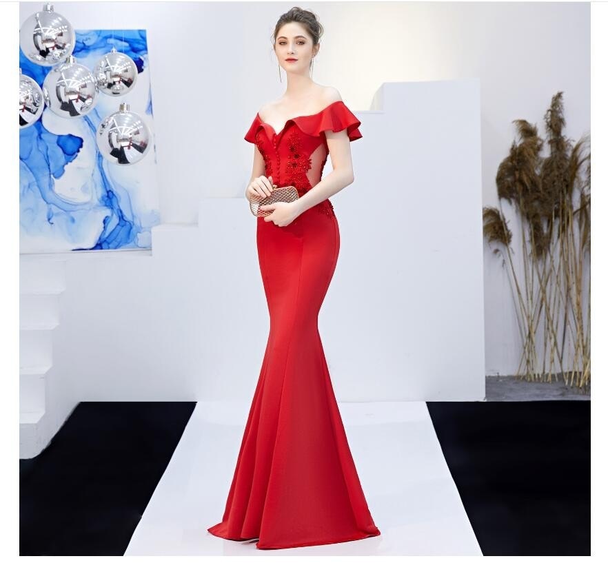 マーメイドドレス ロングドレス カラードレス 演奏会 Long dress オフショルダー 上品 セクシー ウエディングドレス 結婚式 二次会 舞台用 披露宴 演奏会 発表会 ピアノ 大きいサイズ イ