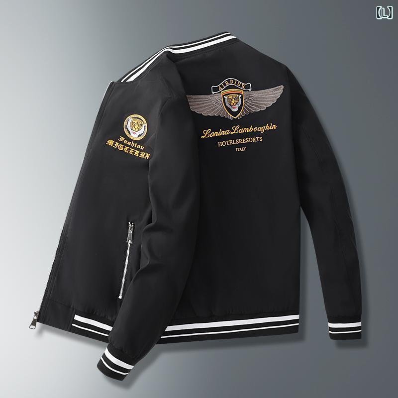 メンズ ファッション ベースボール ジャケット 春秋 スリム スタンドカラー 刺繍 鶴 ジャケット メンズ ファッション ベースボール ジャケット 春秋 スリム スタンドカラー 刺繍 鶴 ジャケット