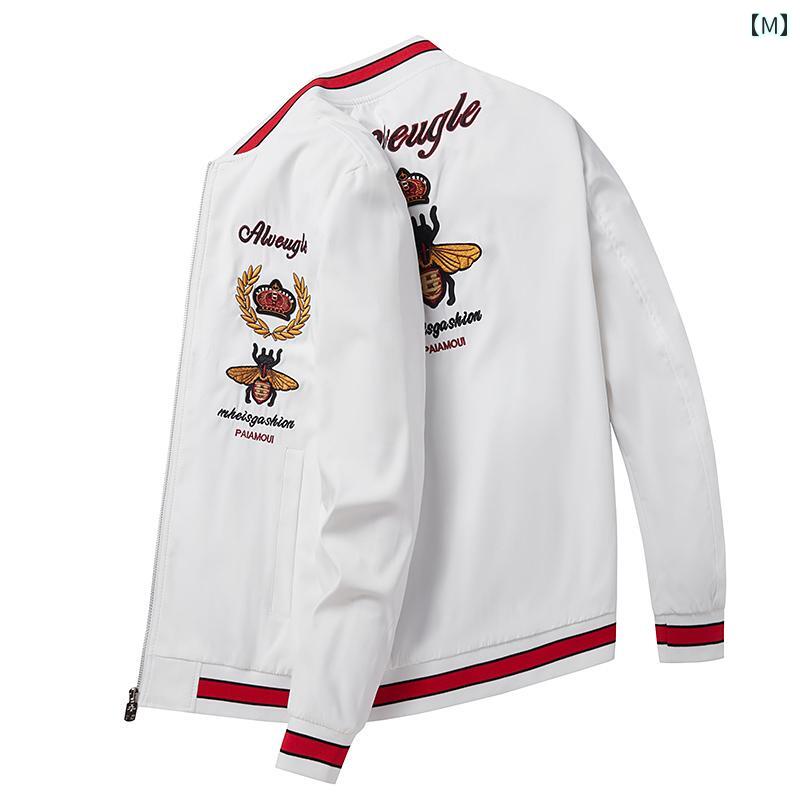 メンズ ファッション ベースボール ジャケット 春秋 スリム スタンドカラー 刺繍 鶴 ジャケット メンズ ファッション ベースボール ジャケット 春秋 スリム スタンドカラー 刺繍 鶴 ジャケット