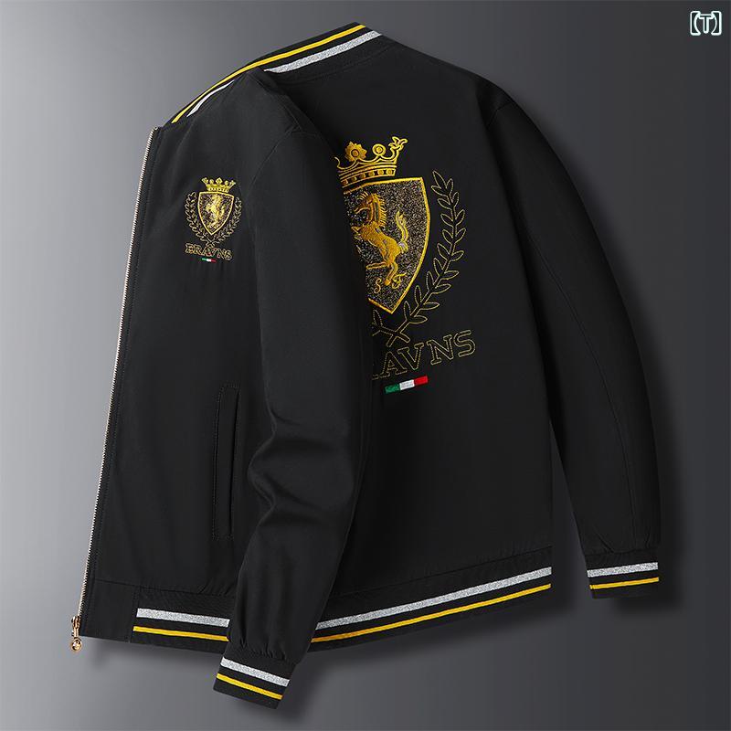 メンズ ファッション ベースボール ジャケット 春秋 スリム スタンドカラー 刺繍 鶴 ジャケット メンズ ファッション ベースボール ジャケット 春秋 スリム スタンドカラー 刺繍 鶴 ジャケット