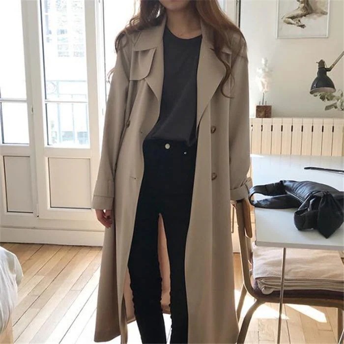 Chio2ndスプリングコートトレンチコートレディース春秋ロングAラインベルト付きオシャレ着痩せアウター韓国風通勤オシャレOL2030
