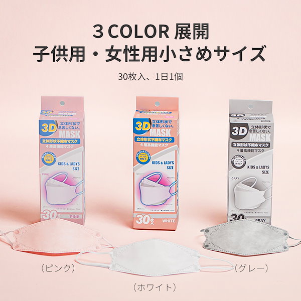 Amazon.co.jp: 3D立体構造4層不織布マスク 女性・子供 小さめ