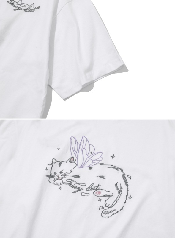 【CPGN STUDIO】24SS★ Fairy Cat Embroidery Short Sleeve Tee CPGN STUDIO】 Fairy Cat Embroidery Short Sleeve Tee Tシャツ